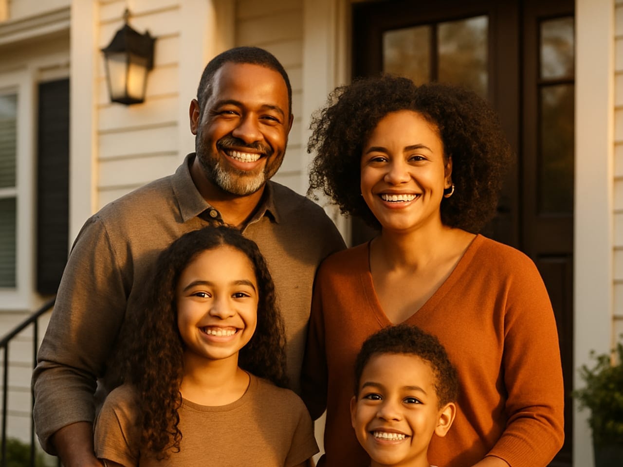 Family on the porch of their home